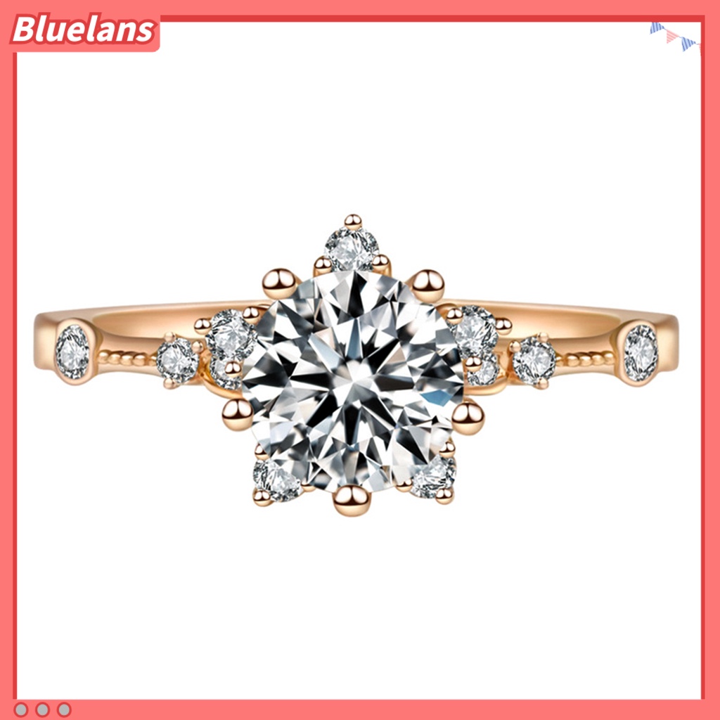 [BLS] Wanita Zirkon Bersinar Snowflake Open-end Cincin Retro Circlet Perhiasan Pasangan Hadiah