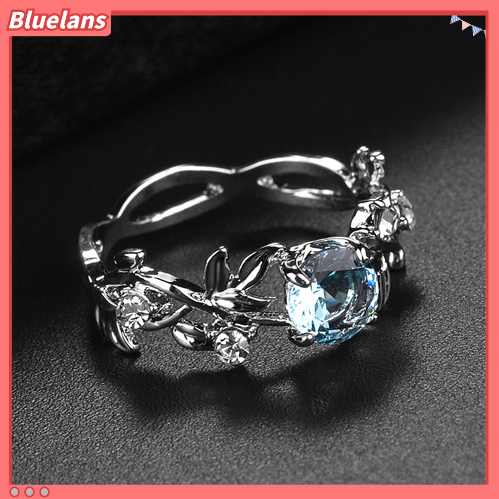 [BLS] Cincin Wanita Daun Berlian Imitasi Perhiasan Elegan Bright Luster Ring Untuk Pakaian Sehari-Hari