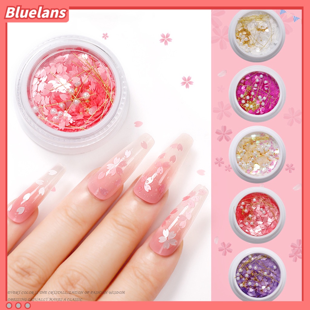 [BLM] 1kotak Payet Kuku Bentuk Bunga Warna Cerah Ultra-Tipis Mengkilap Efek Visual Pertunjukan Pesona Unik Kelopak Hewan Peliharaan Nail Art Paillettes Sequin Flakes Ornamen Untuk Salon Kuku