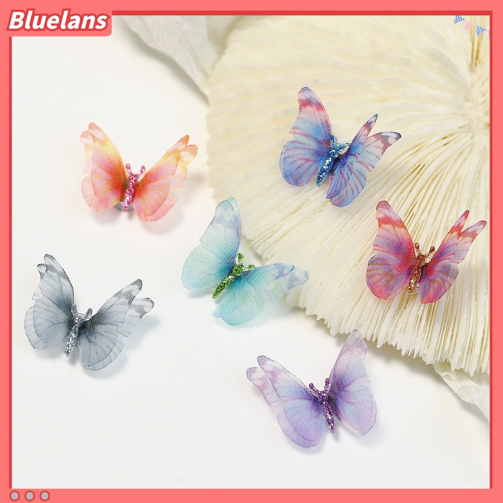 [BLM] 6pcs Dekorasi Kuku 3D Tampilan Realistis Warna Vibrant Mempesona Efek Visual Aplikasi Lebar Dapat Dilepas Aksesoris Nail Art Butterfly 3D Dekorasi Kuku Untuk Salon Kuku