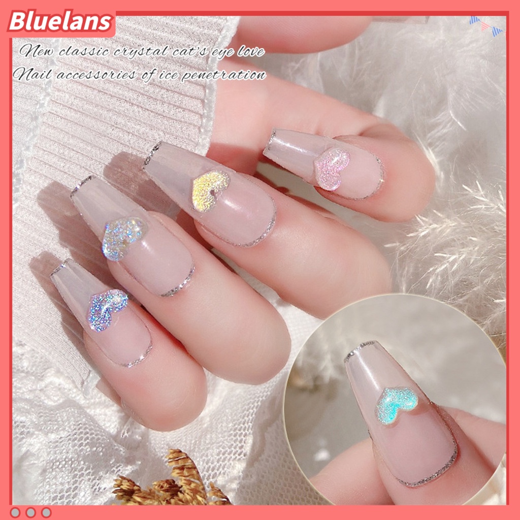 [BLM] 100pcs/bag Nail Art Decor Flatback Tiga Dimensi Mix Size Halus Flash DIY Mini Bentuk Hati Berlian Imitasi Pesona Kuku Salon Pasokan