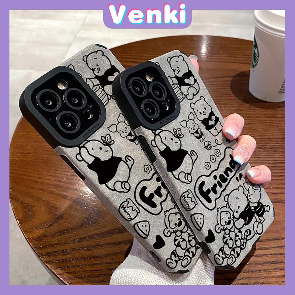 VENKI - Untuk iPhone 11 Case Leather Pupil Suede Case Soft Shockproof Airbag Case Pelindung Kamera Karakter Kartun Lucu Kompatibel dengan iPhone 14 13 Pro max 12 xr xs 7Plus 8Plus