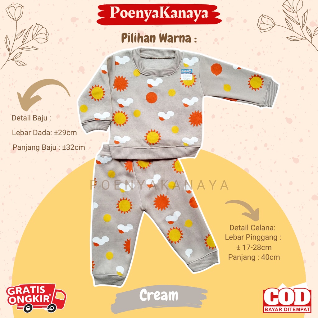 Setelan Sweater Jaket Bayi Anak Panjang Awan &amp; Matahari HBc Size 6-18 Bulan SPY55