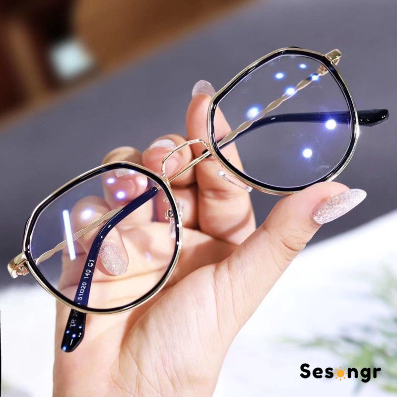 Kacamata Frame Kacamata Fashion Wanita Anti Radiasi Korean Kaca Mata Radiasi Bulat Eyeglasses