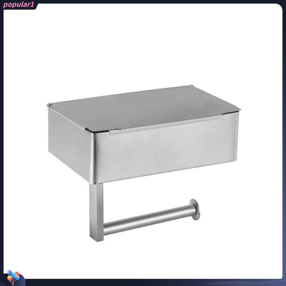 Populer Tempat Kertas Toilet Brushed Nickel Dengan Rak Dan Penyimpanan Stainless Steel Toilet Roll Storage