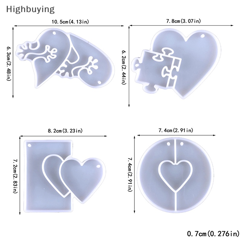 Hbid Cetakan Silikon Cetakan Resin Hati Gantungan Kunci Liontin Silicone Mold DIY Puzzle Keyring Glory