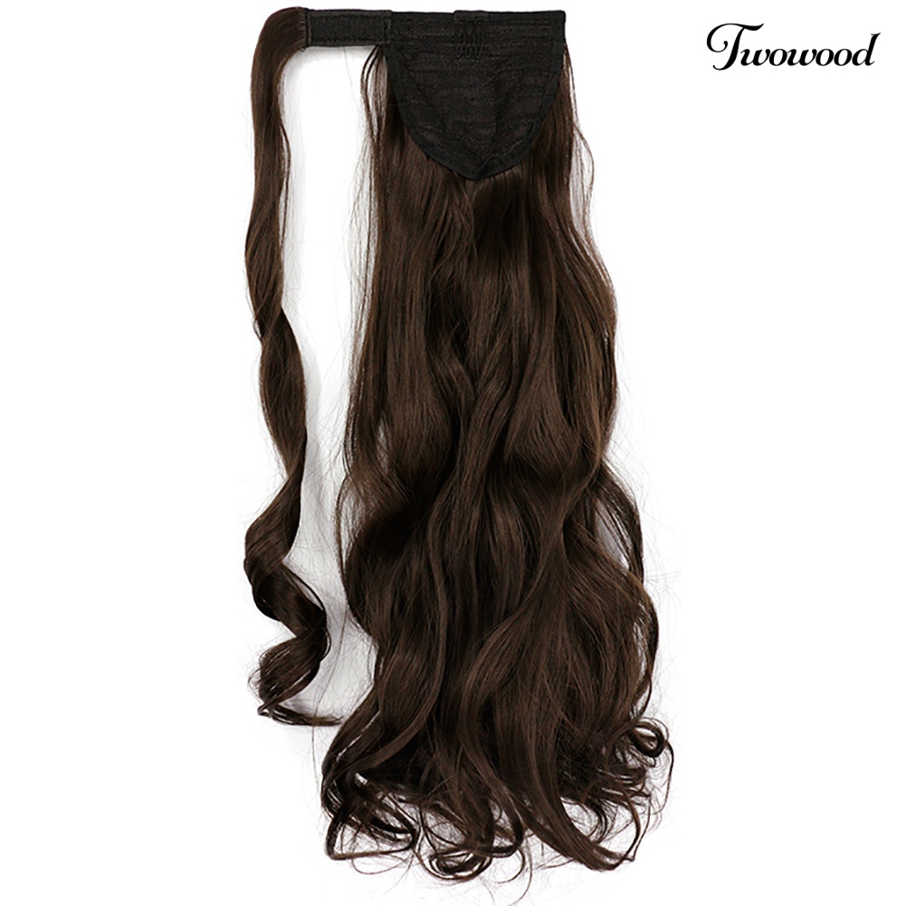 Twowood 18inci Serat Sintetis Klip in Wavy Curly Ponytail Wig Hair Extension Sopak