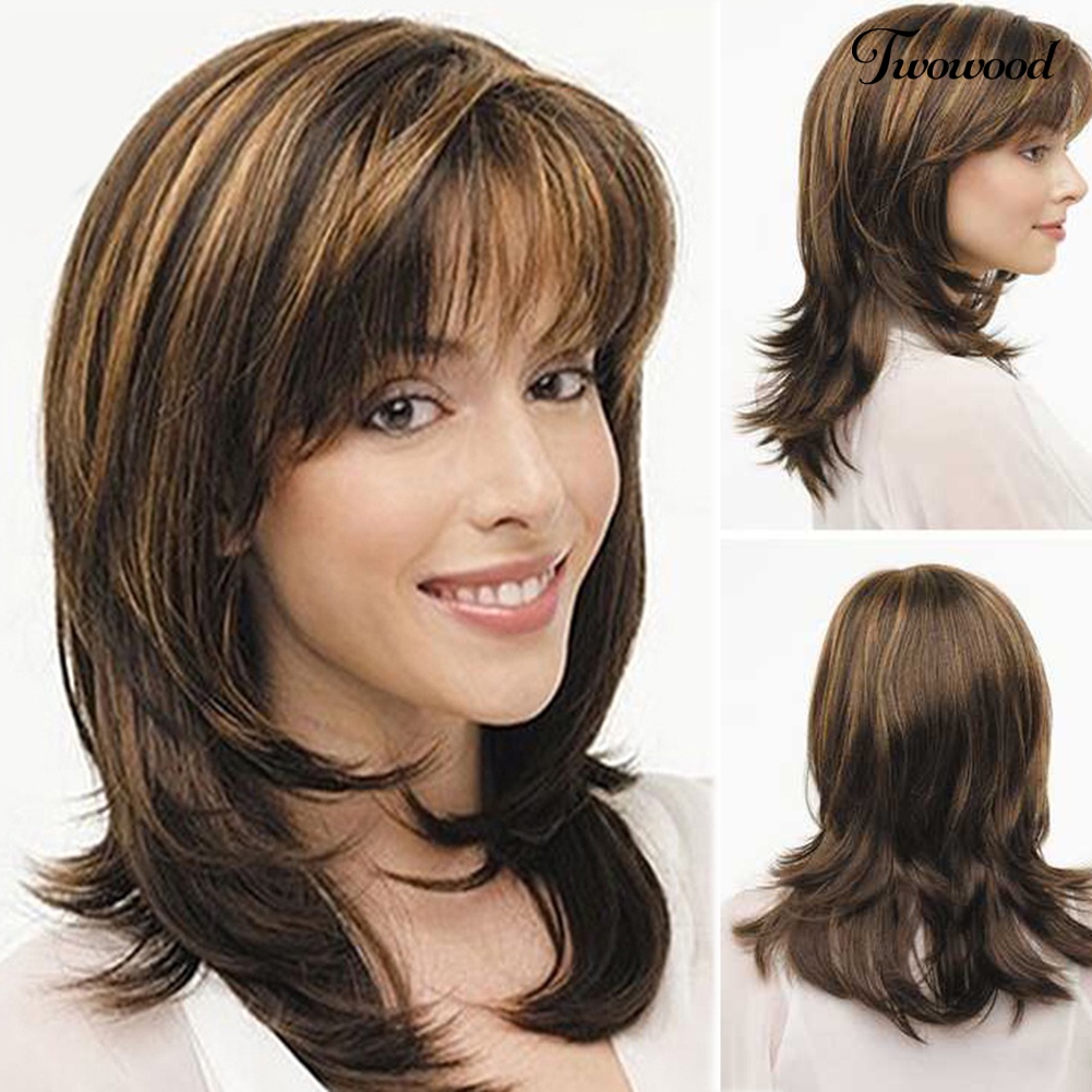 Twowood Wanita Rose Net Full Wig Gradien Panjang Keriting Rambut Sintetis Pesta Cosplay Prop