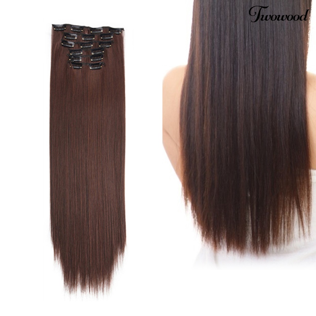 Twowood Wig Clip Tahan Panas Permukaan Halus Ultra Panjang Klip Serat Suhu Tinggi Wig Lurus Untuk Perempuan