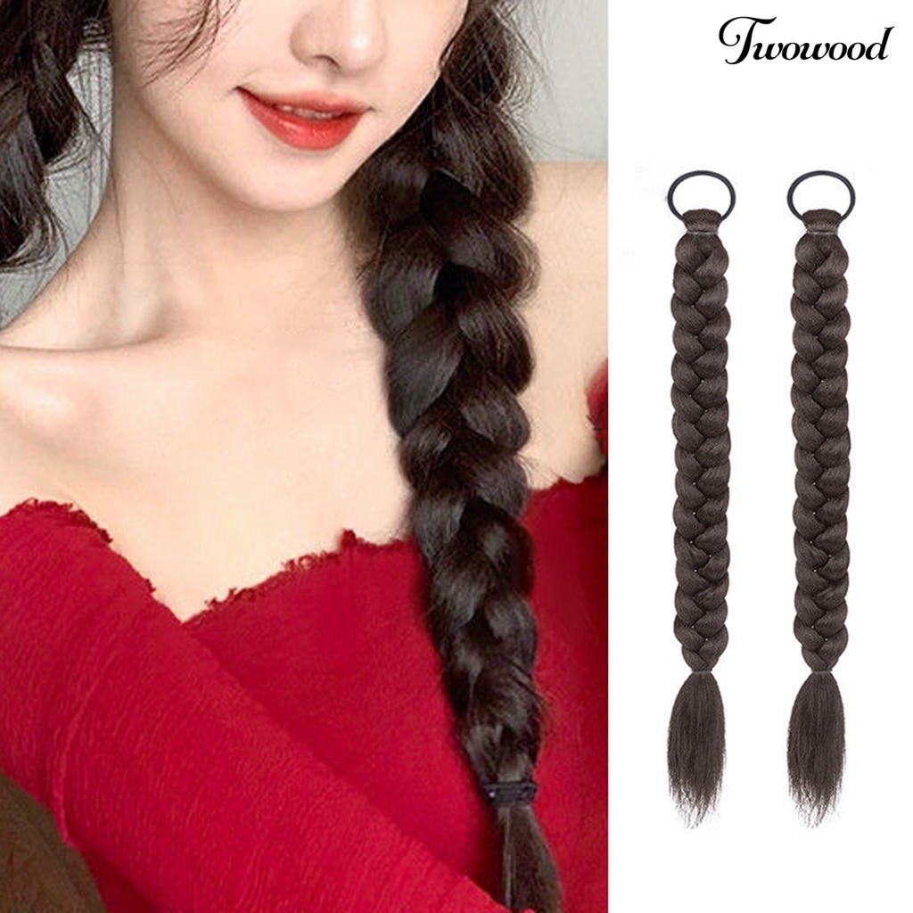 Twowood 1pasang Wig Wanita Mudah Dipakai Nyaman Alami Alat Makeup Suhu Tinggi Sutra Lucu Double Ponytails Wig Untuk Rumah