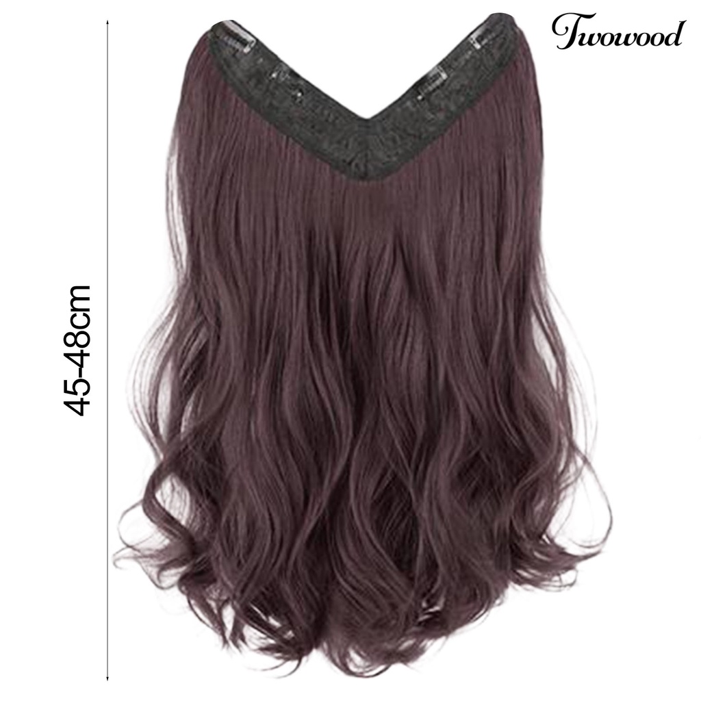 Twowood Wig Piece No Perm Fluffy Mensimulasikan U-Shaped Menebal Rambut Mulus Satu Potong Panjang Keriting Sebagian Mewarnai Wanita Wig Wanita Digunakan