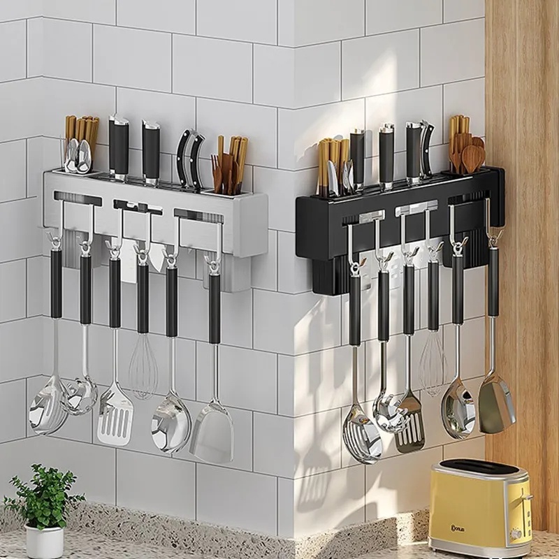 Tempat Taruh Pisau Dan Sumpit Rak Dinding Dapur Stainless Steel/Kitchen Rack Taruh Sendok Garpu