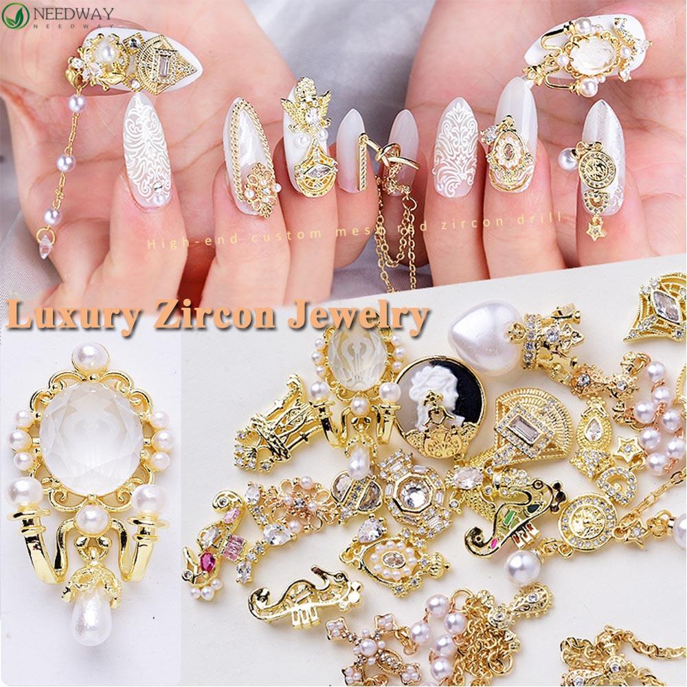 Needway 3D Kuku Zirkon Mutiara Shiny Charms Fototerapi Ekstensi Manicure Nail Art Perhiasan