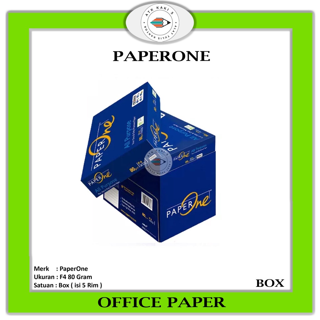 

PAPERONE -Termurah Kertas Hvs F4 80 GRAM / Kertas Fotocopy 1 Box - Khusus Grabsend