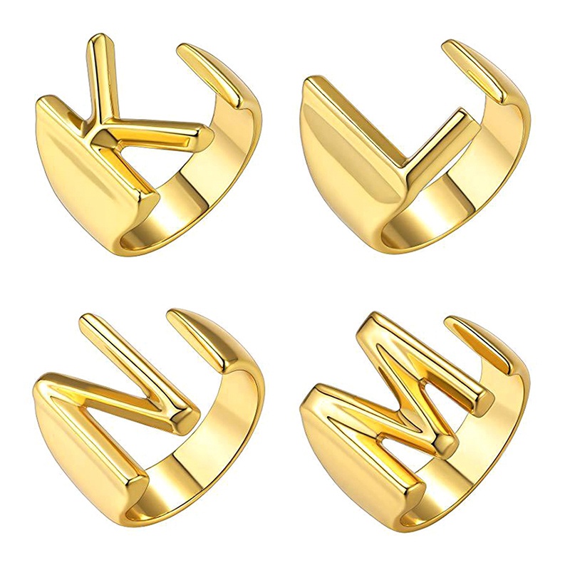 26huruf Inggris Modal Cincin Eropa Dan Amerika Wanita Pribadi Cap Pasangan Terbuka Jari Telunjuk Perhiasan