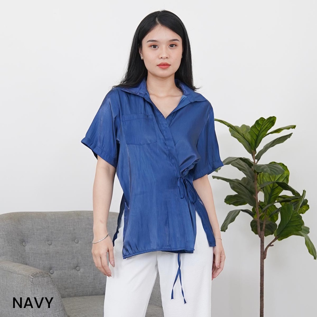 Atasan Shimmer Lengan Pendek Kenanga Blouse Top Wanita