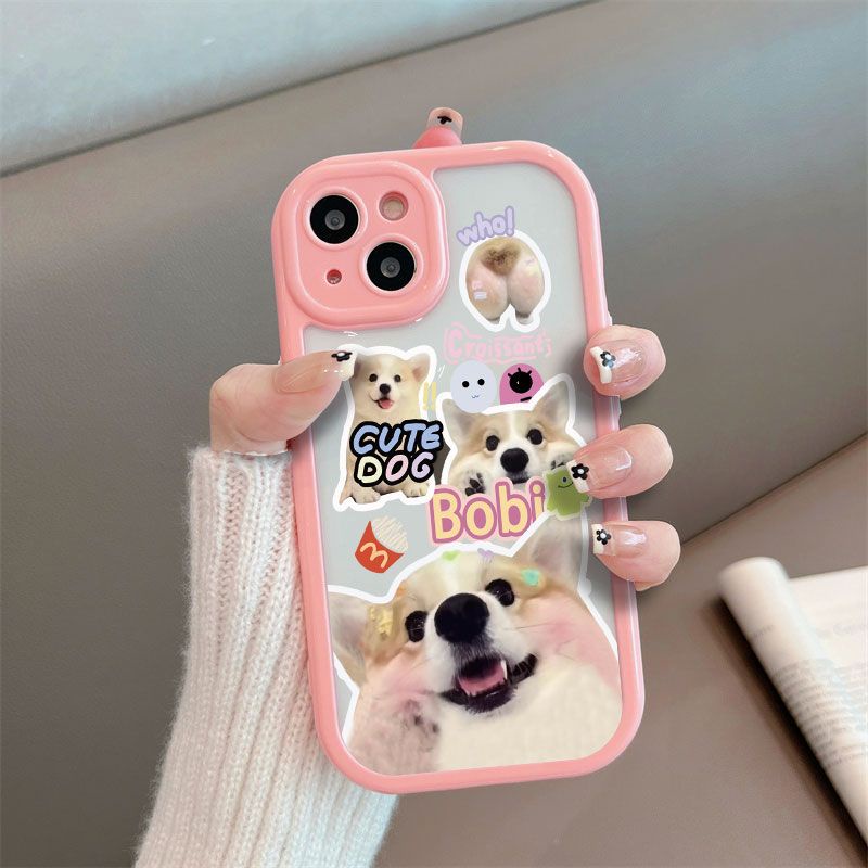 IPHONE Bobi Casing Ponsel Desain Tepi Full Warna Anjing Lucu Kompatibel Dengan Iphone12 13 14 11 Pro Max X Xs Max Xr Cxzd