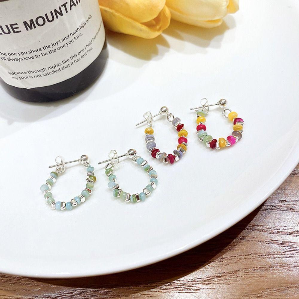 Mxbeauty Y2K Manik-Manik Anting Trendi Pesta Biru Indah Unik Harajuku Wanita Stud Earrings