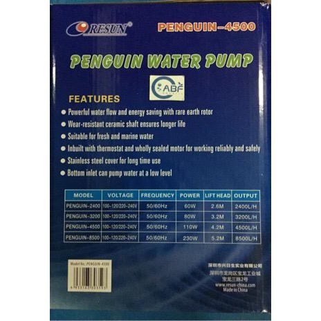 Resun Penguin 4500 SP4500 Water Pump Air Celup Submersible Vertical