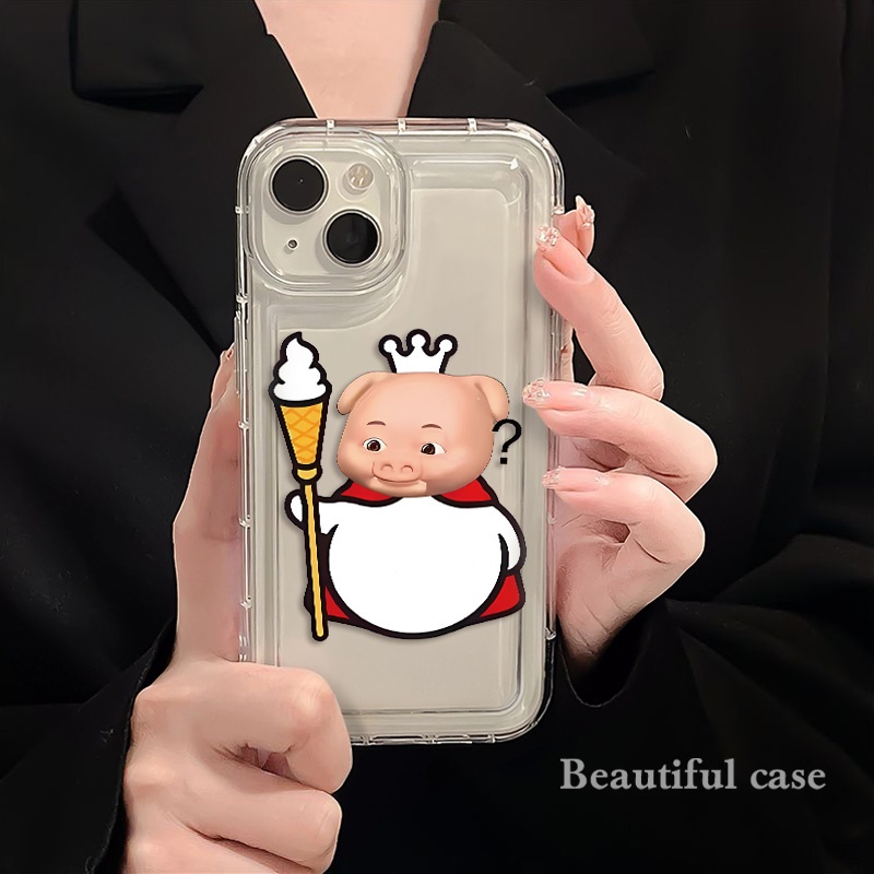 IPHONE Couple Pigs Soft Phone Case Kompatibel Untuk Iphone14 13 11 12 Pro XS Max X Xr7 +8 Plus Casing Silikon Transparan TPU Shockproof Cover