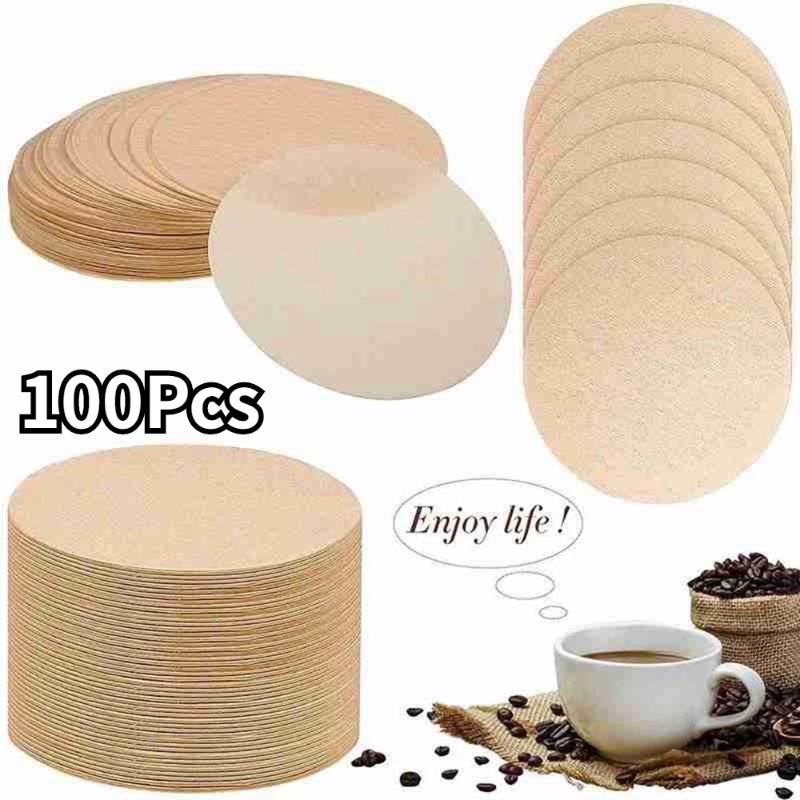 100pcs 56mm /60mm Bulat Moka Pot Filter Kertas Espresso Filtrasi Alat Cafe Strainer Paper Dapur Coffee Maker Aksesoris