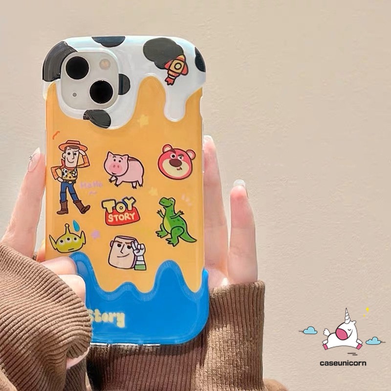 Casing Kartun Piggy Toy Story Buzz Lightyear Kompatibel Untuk IPhone XR X 7Plus 14 11 13 12 Pro Max7 8 Plus XS Max SE 2020lucu LinaBell Stellalou 3D Warna Ice Cream Lembut Tpu Cover