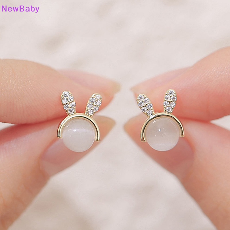 Newbaby Trendi Lucu Kelinci Ramping Opal Feminia Anting Elegan Mungil Anting Gaya Anting-Anting Kreatif Eardrop Perhiasan Berkualitas Tinggi Eardrop Romantis Feminia Aksesoris ID