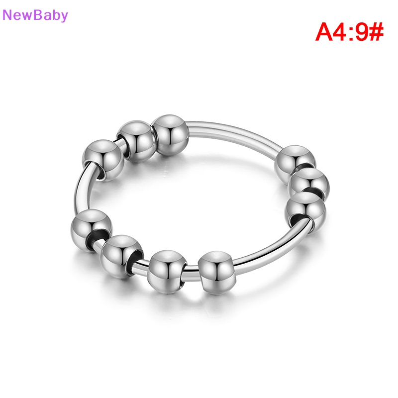 Newbaby New Stainless Steel Beads Anxiety Rings Stress Relief Fidget Rings Untuk Wanita Pria INS Gaya Sederhana Fashion Perhiasan Hadiah Tren ID