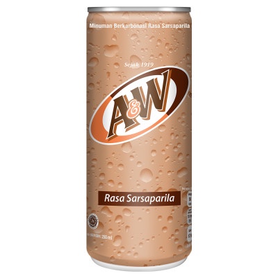 

A&W Soft Drink Sarsaparila Can 250 ml x 5 Kaleng