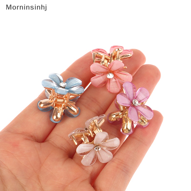 Mornin 5Pcs 2cm Biru Ungu Putih Korea Bentuk Bunga Hair Claw Untuk Wanita Perempuan Barrette id