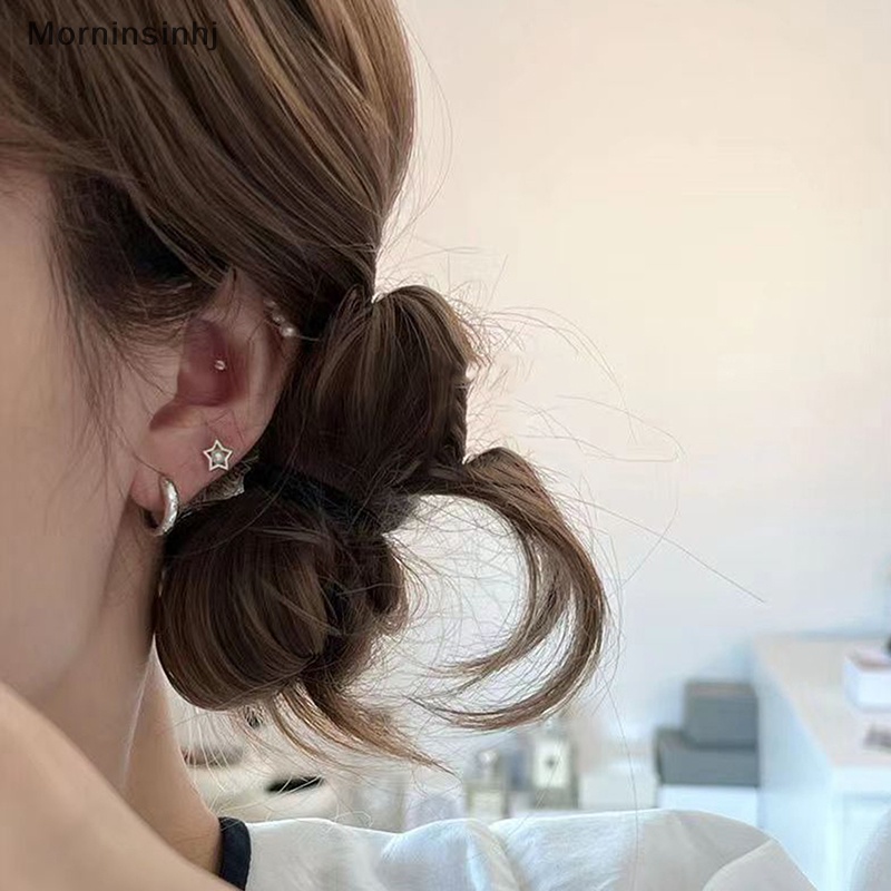 Mornin 1pasang Y2K Bintang Mutiara Anting Telinga Tulang Kuku Untuk Wanita Tulang Rawan Anting Spiral Stud Earring Tubuh Perhiasan Hadiah id