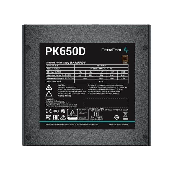 PSU DeepCool PK650D 650W 80 Plus Bronze - Power Supply ATX Non Modular