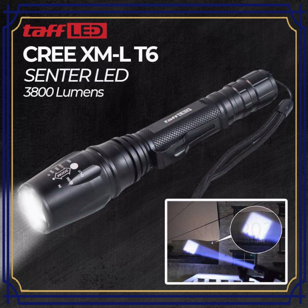 TaffLED Senter LED Flashlight Cree XM-L T6 3800 Lumens - E27