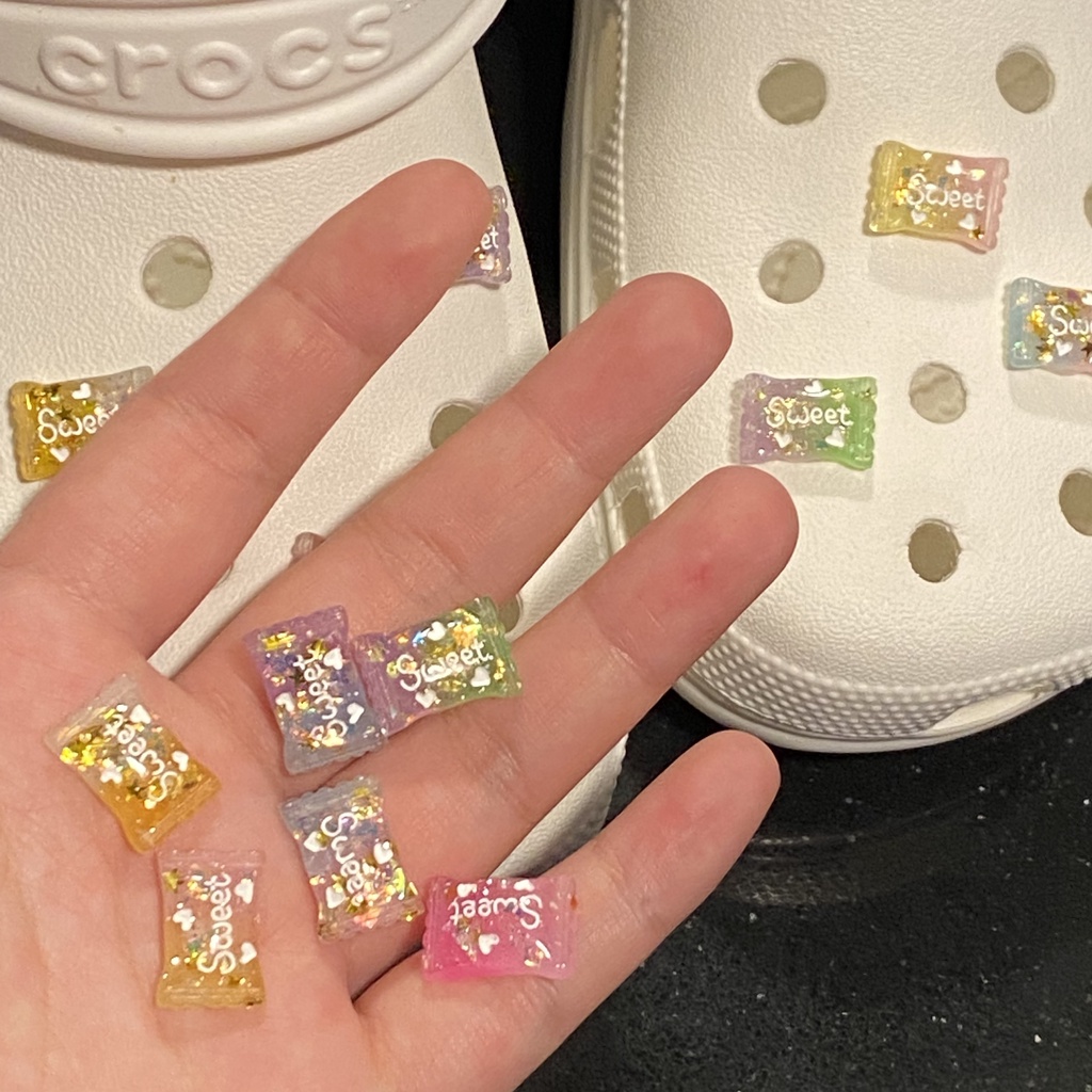 &lt;1pcs Sweet sugar&gt;Stiker crocs charm pin DIY jibbitz crocs charms accessorie jibbitz set