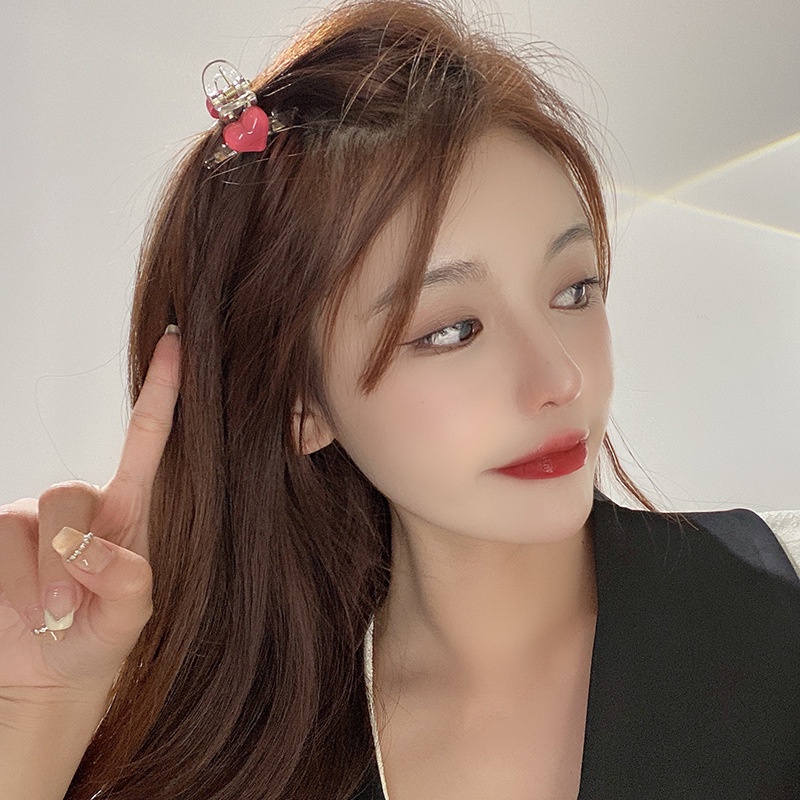 Wanita Lucu Baru Desain Cinta Hati Kecil Klip Cakar Rambut Gadis Trendi Manis Poni Samping Hiu Klip Jepit Rambut Aksesoris Rambut