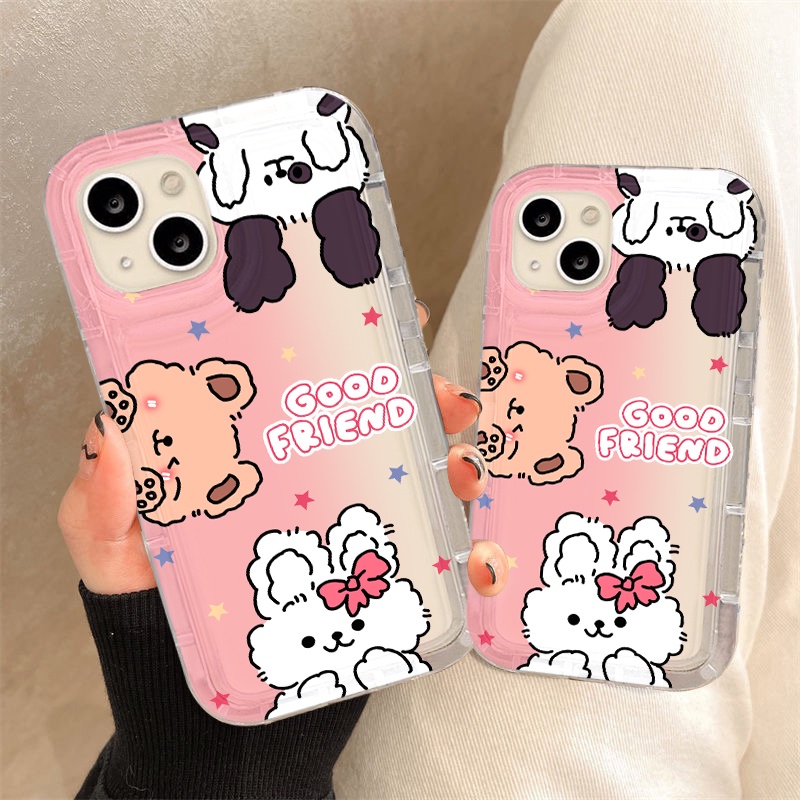 IPHONE Casing Kelinci Anjing Lucu Kompatibel Untuk Iphone7Plus8Plus6Plus11 14 13 12 Pro MAX XR X XS MAX SE Airbag Shockproof Cover