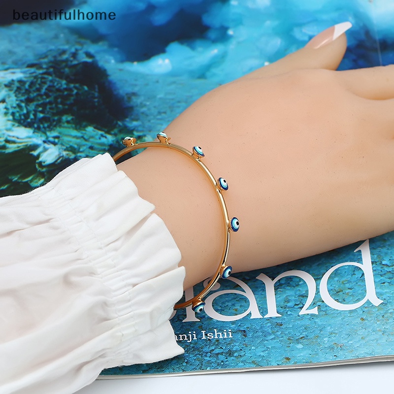 {beautifulhome} Lucky Eye Dropping Oil Turkish Evil Eye Gelang Warna Emas Perak Bangles Hadiah.