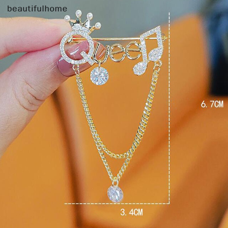 {beautifulhome} Bros Huruf Inggris Berlian Imitasi Untuk Wanita Aksesoris Fashion Hijab Pin Jewelry.