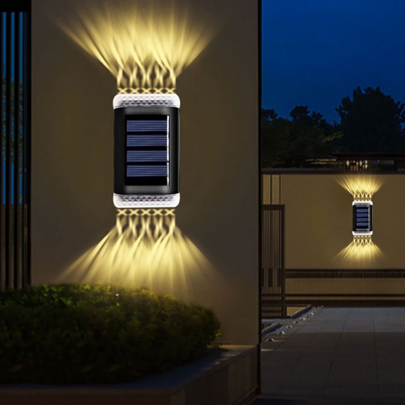 Kreatif Atas Bawah Glowing ABS Waterproof Solar Wall Light/Outdoor Taman Lampu Pagar Ultra Terang/ Lampu Malam Hias Halaman Belakang Rumah