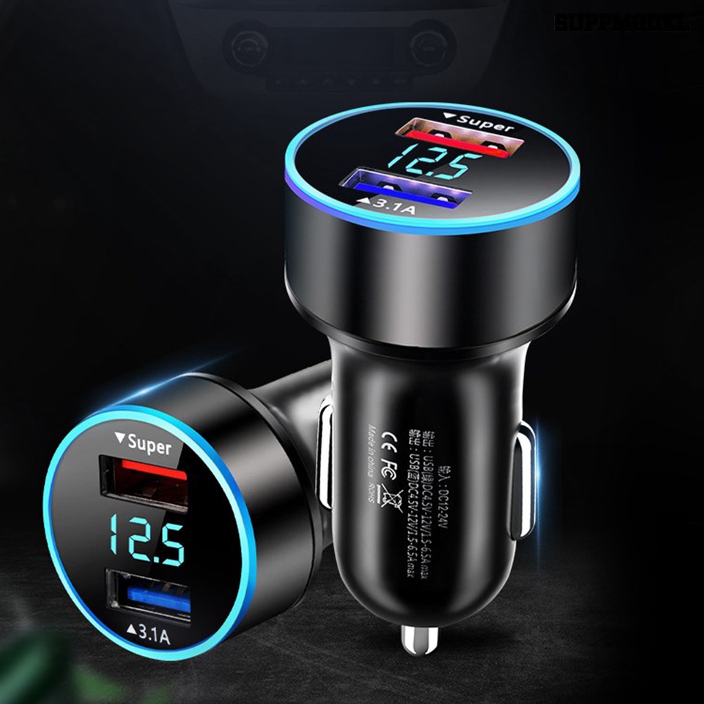 [SM] Charger Mobil Output Stabil Efisiensi Tinggi12 /24V Universal Aplikasi Lebar Flame-retardant Mobile Phone Charging Tahan Panas 2-port Car Charger Socket Aksesori Mobil