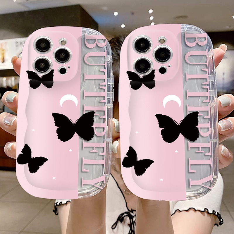 IPHONE Butterfly Casing Ponsel Transparan Kompatibel Untuk Iphone14 13 12 11 Pro Max7 +8 Plus XS X XR Casing Silikon Shockproof Cover Cell Precticer