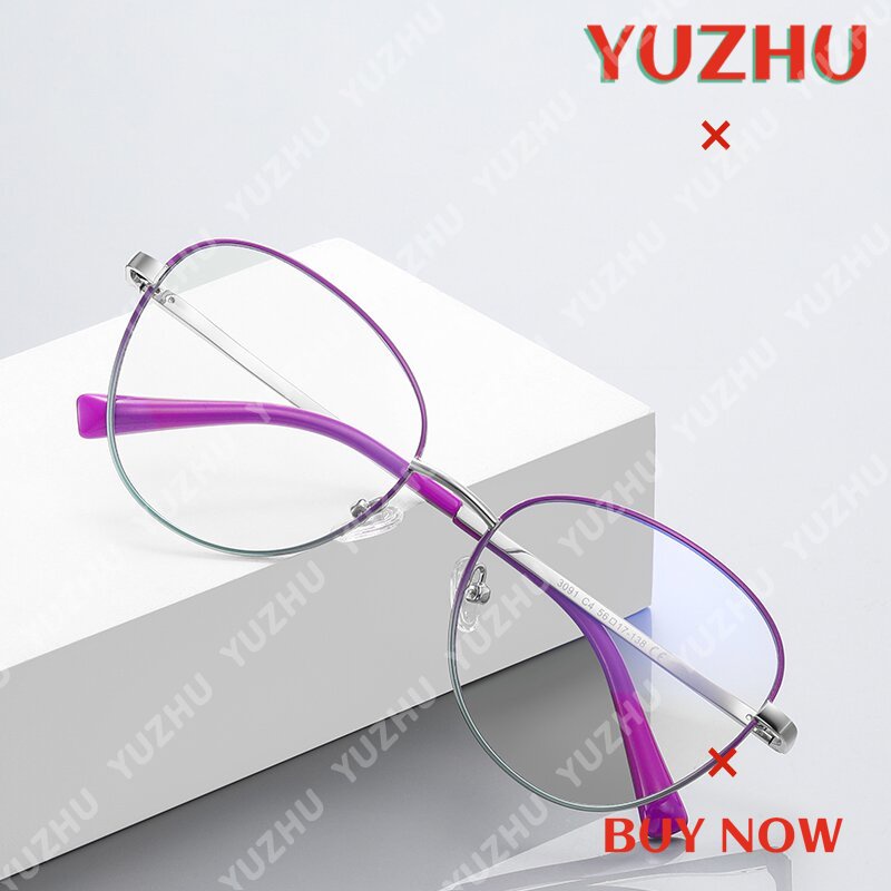 (YUZHU) Kacamata Metal Dua Warna Original Colorful Anti Blue Light Optical Eyeglasses Untuk Wanita