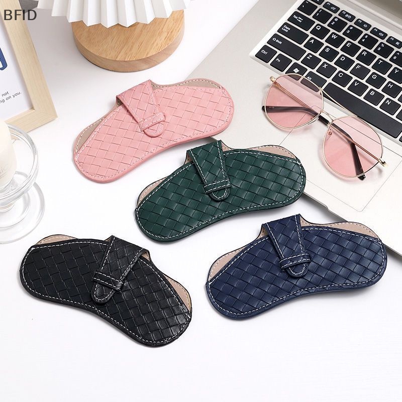 [BFID] 1pc Tas Kacamata Anyaman Sunglasses Box Portable Glasses Pouch PU Leather Eyewear Cover Pelindung Tas Penyimpanan [ID]