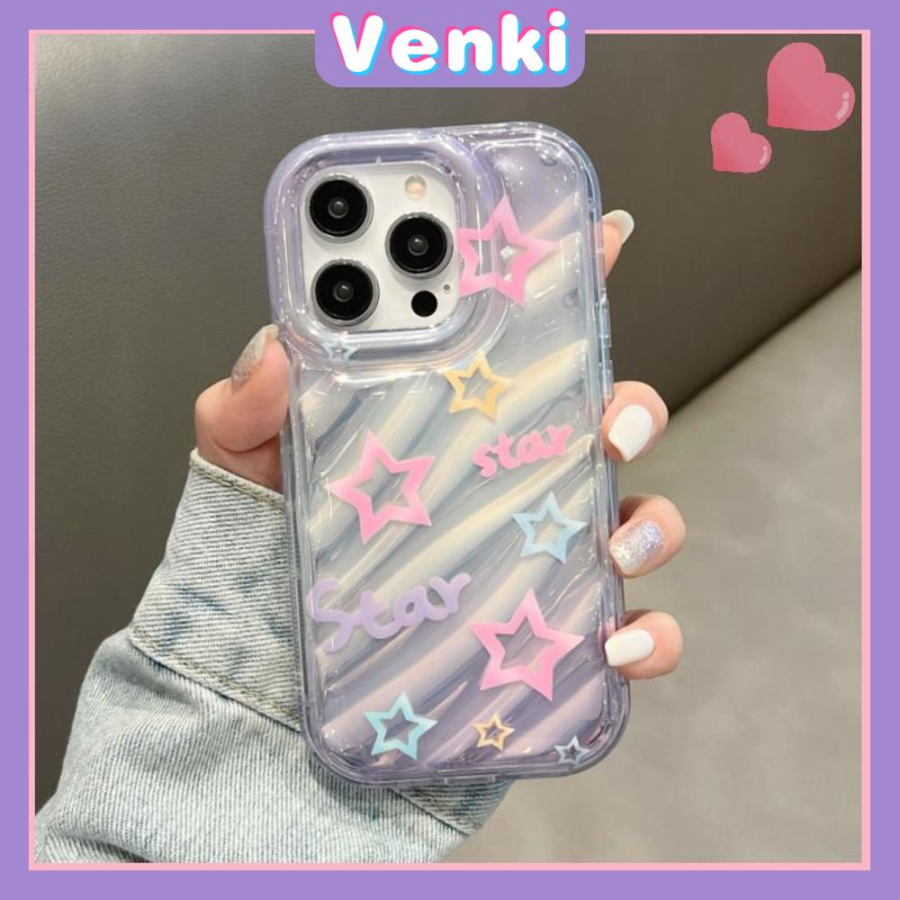 VENKI - Untuk iPhone 11 iPhone Case Laser Reflektif Bening Phone Case TPU Lembut Shockproof Airbag Phone Case Bintang Romantis Kompatibel dengan iPhone 14 13 Pro max 12 Pro Max XR XS 7 8