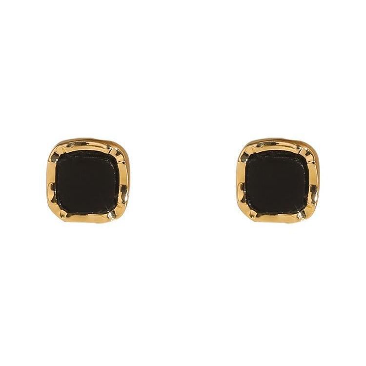 Anting mini Persegi Hitam Dengan Lubang Telinga Untuk Tidur Tidak Perlu Mengeluarkan Anting Kecil Dan Elegan Anting high-end Gaya Baru