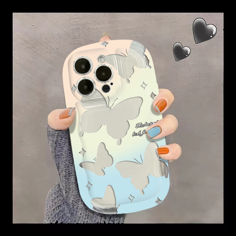 IPHONE Butterfly Casing Ponsel Transparan Kompatibel Untuk Iphone14 13 12 11 Pro Max7 +8 Plus XS X XR Casing Silikon Shockproof Cover Cell Precticer