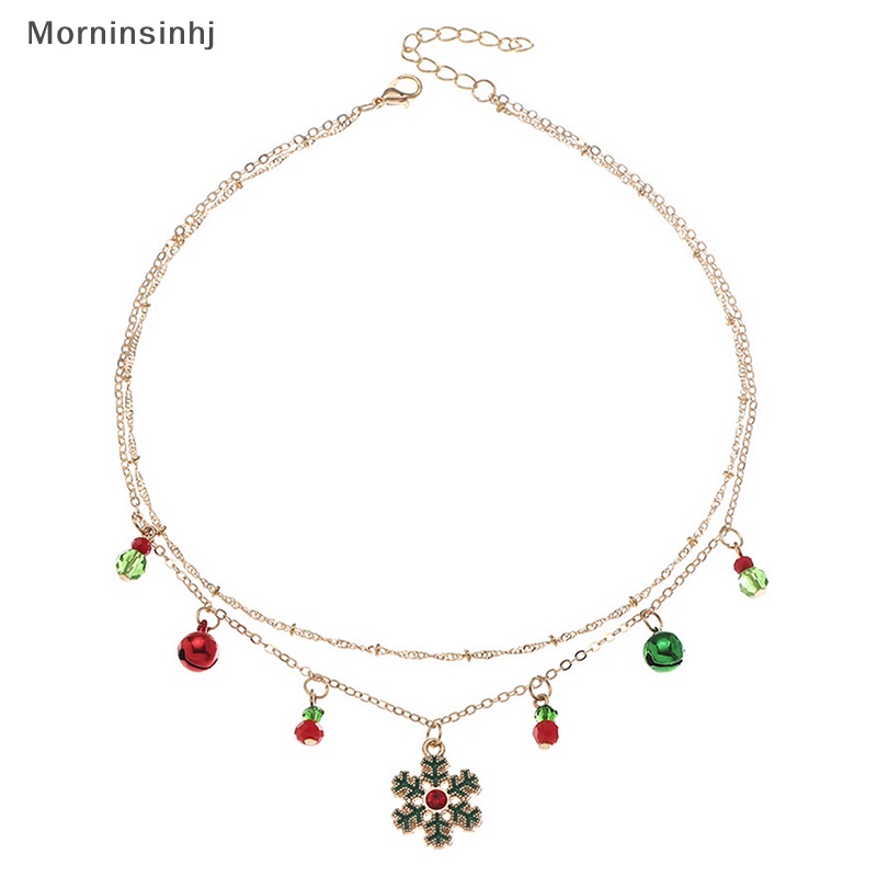 Mornin Halus Warna-Warni Lonceng Kristal Pohon Natal Liontin Kalung Untuk Wanita Fashion Klavikula Rantai Kalung Perhiasan Xmas Tahun Baru Hadiah id