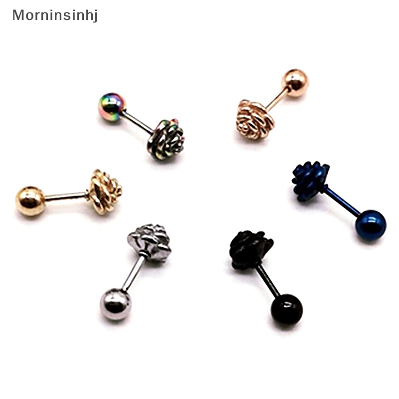 Mornin Multicolor Bunga Stainless Steel Stud Earring Trendi Kecil Barbel Mawar Anting Stud Tulang Rawan Fashion Stud Perhiasan id