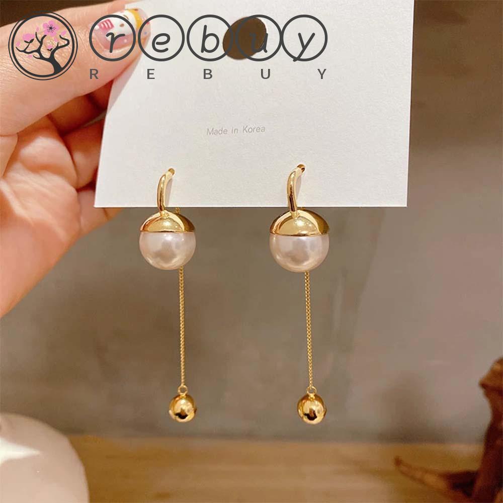 REBUY Rebuy Anting Menjuntai Rantai Temperamen Elegan Tetesan Air Rumbai Perhiasan Fashion Korea