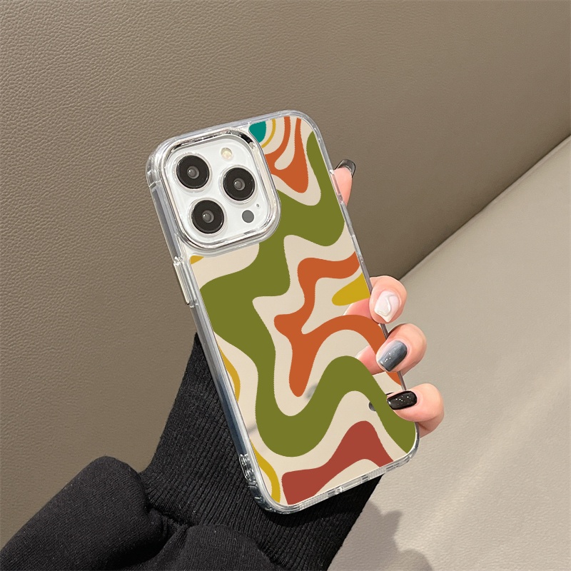 IPHONE Art Lukisan Cermin Ponsel Case Kompatibel Untuk Iphone11 12 13 14 12Pro 13Pro 14Pro Pro Max XR X XS Max Electroplating Tombol Perlindungan Mirror Cover